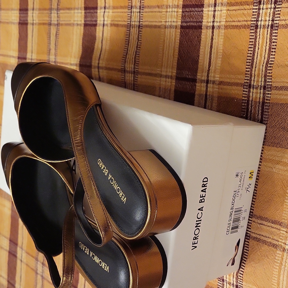 Veronica Beard Cecile sling/dark gold,black Nwt - Picture 6 of 11